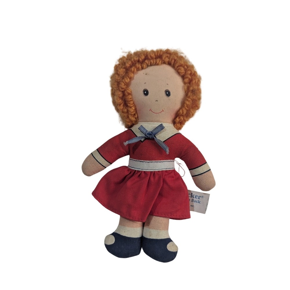 Vintage 1982 Knickerbocker Annie Rag Doll Red Dress Plush Toy 7 Inch